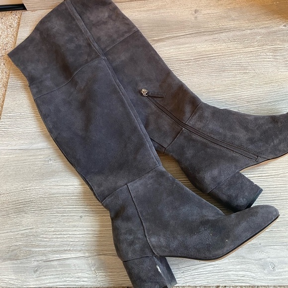 WHBM Zahra Moonwalk Leather suede over the knee grey boot inside zipper size 7.5 - Picture 4 of 14